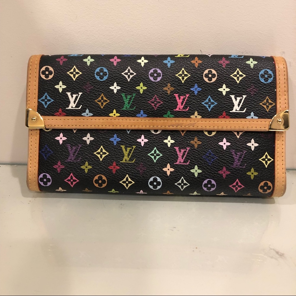 Authentic Louis Vuitton Black Multicolor Wallet